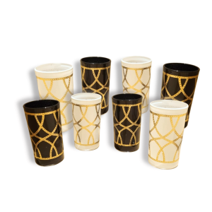 Verres à thé noir & blanc – 12 pcs