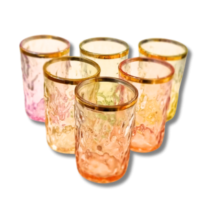 Verres à thé multicolores en verre martelé